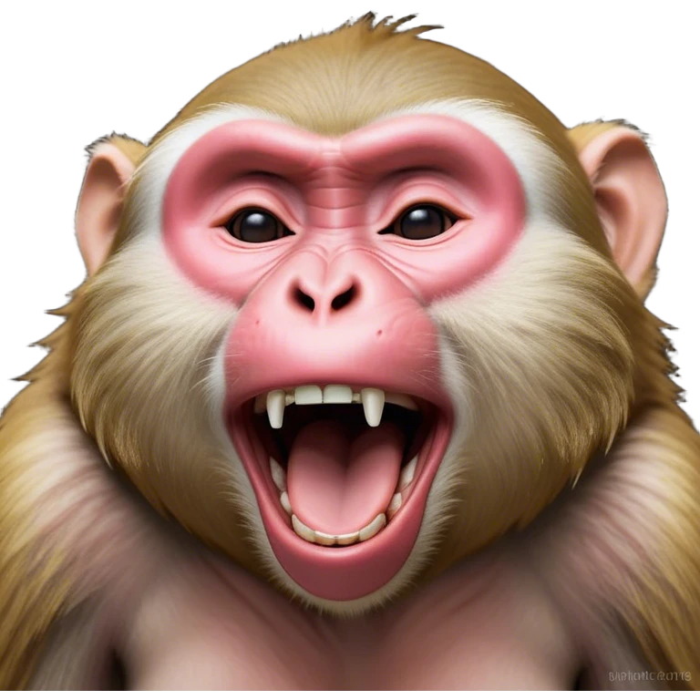 Cinematic Cute Yawning Macaque Portrait Emoji, Head tilted slightly with a dramatic, wide-open yawn, showcasing a gently textured face with half-closed, sleepy eyes and an open, relaxed mouth, Simplified yet irresistibly adorable features, highly detailed, glowing with a soft, cozy glow, high shine, relaxed yet expressive, stylized with a dash of whimsical charm, soft glowing outline, capturing the essence of a drowsy yet affectionate primate that appears ready to stretch out for a nap! emoji