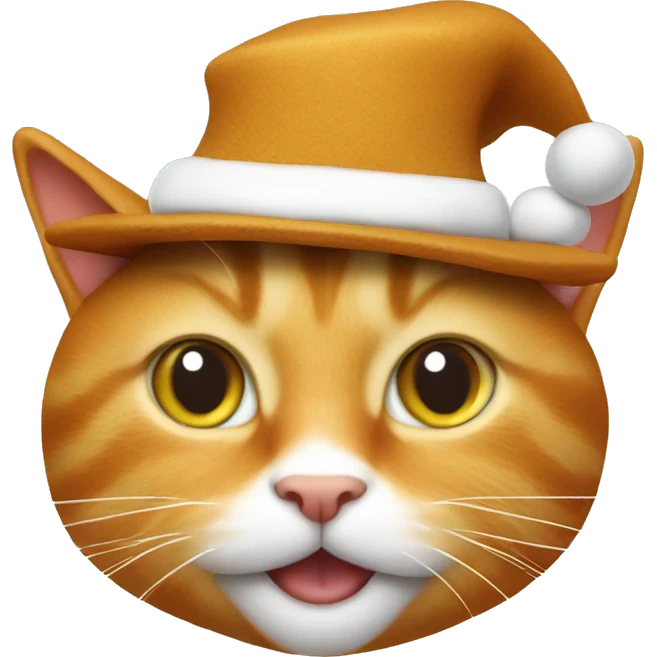 Ginger cat who eat gingerbread and his head has a hat     emoji