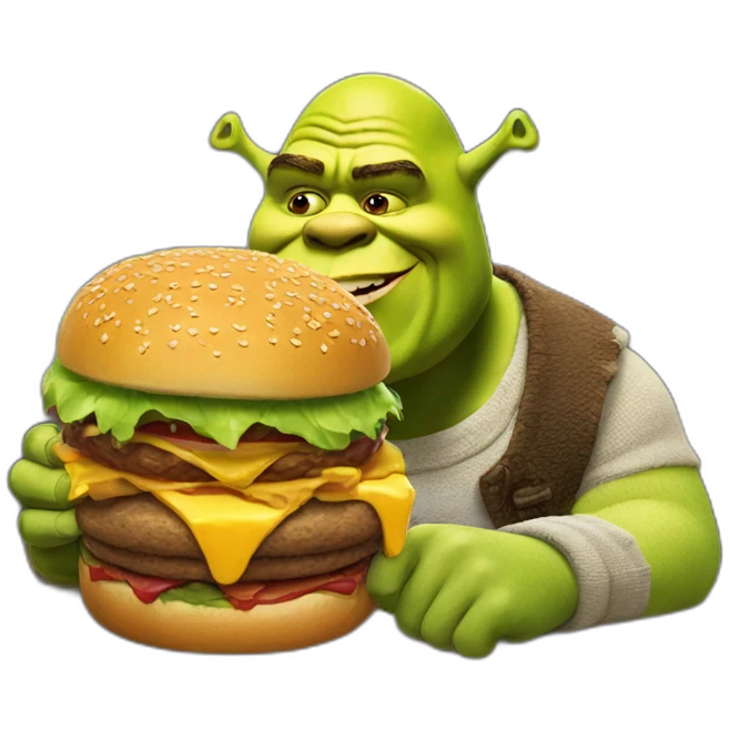 shrek eating burger emoji