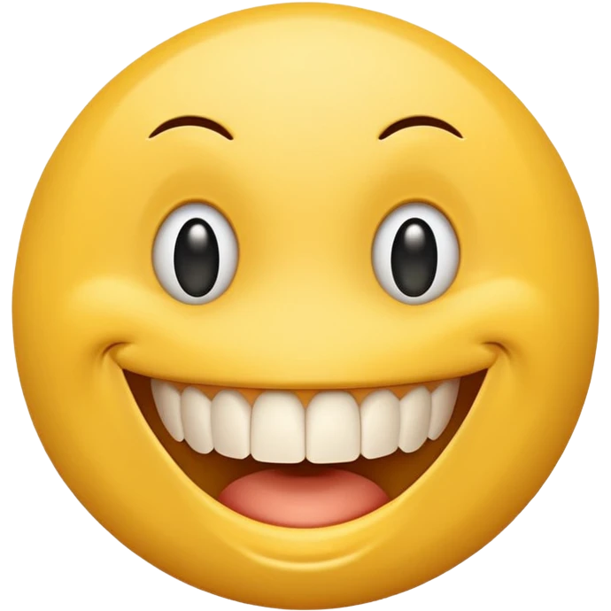 a yellow  smiley face with very long teeth like the trivago guy emoji
