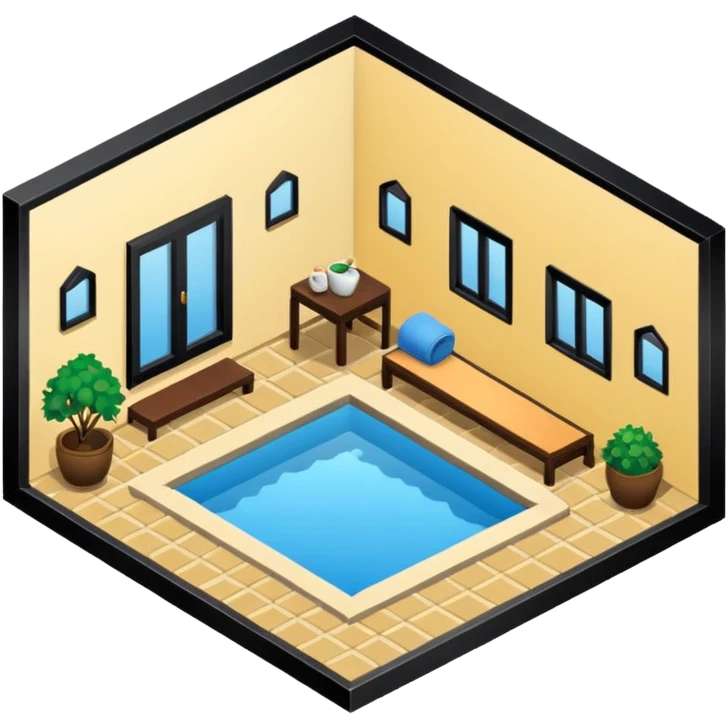 little city and many, small, ordinary, simple, home, Iranian-style, 1980, isometric emoji