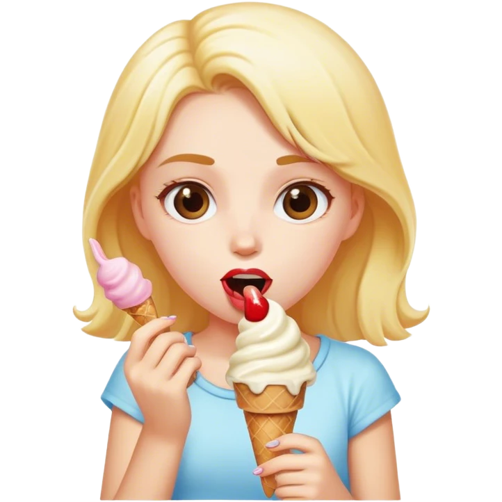 A girl eating ice cream emoji