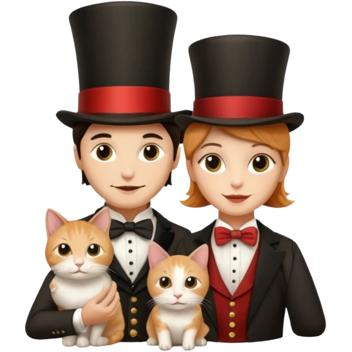 magician couple and their pet cat emoji