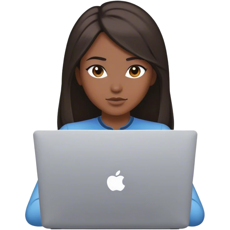 A female avatar dusky skin and medium straight hair working on laptop  emoji