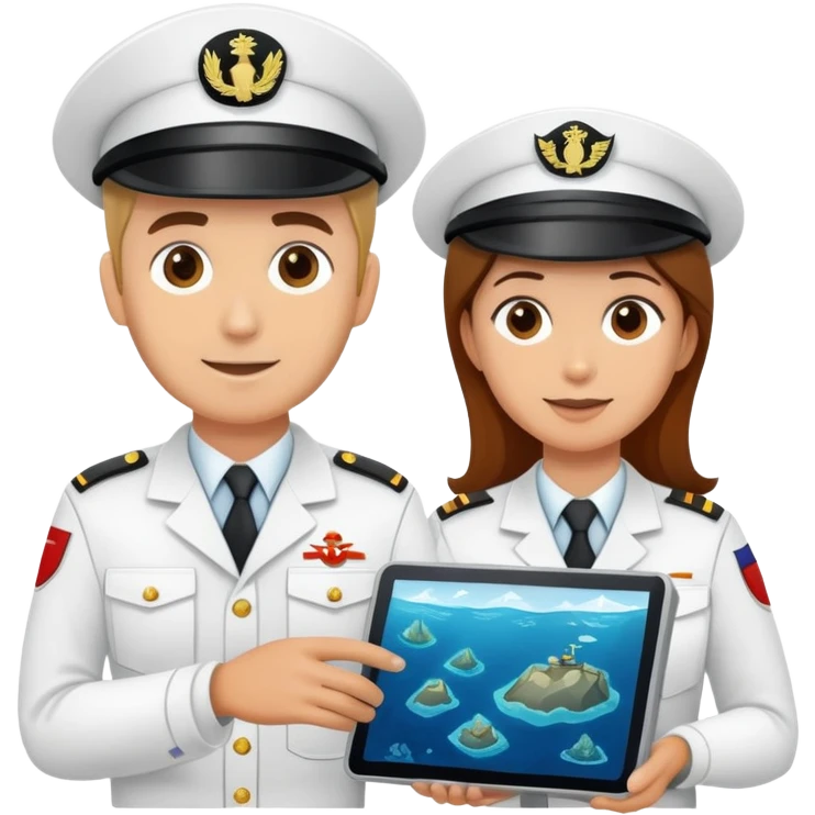 Marine geologists using sonar equipment to map ocean floor features from research vessel emoji