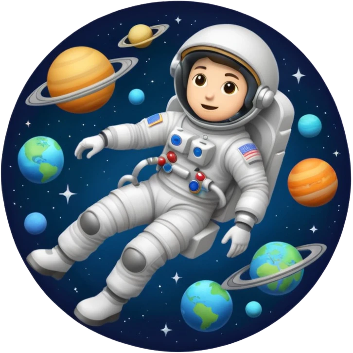 Astronaut rides planets emoji