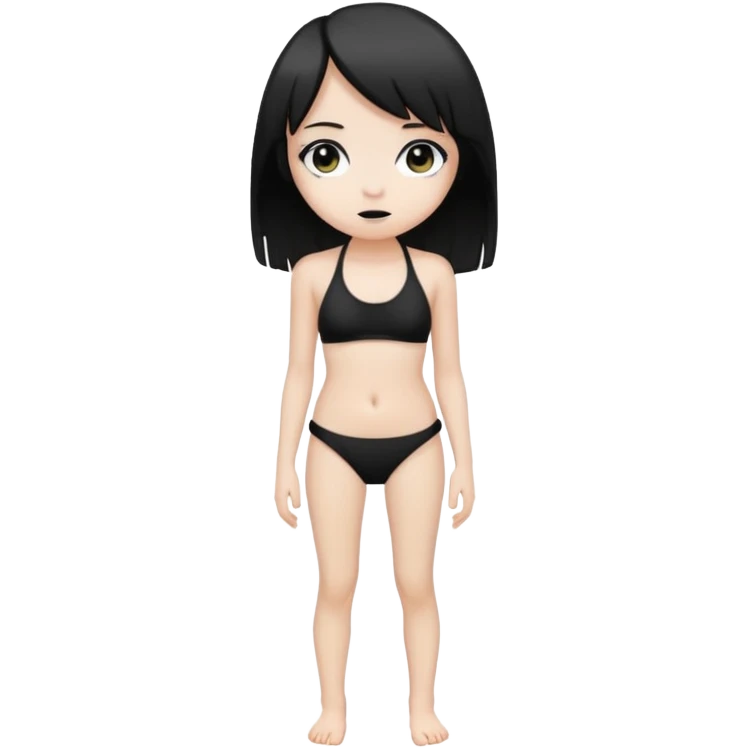 white emo girl skinny slim thick black bikini full body cute emoji