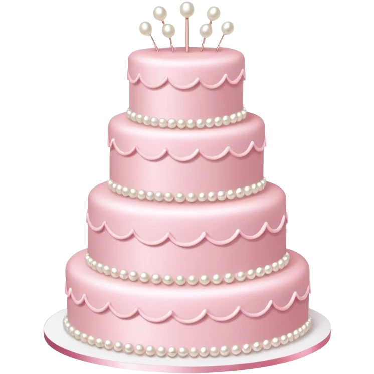 light pink wedding cake decorated with pearls emoji