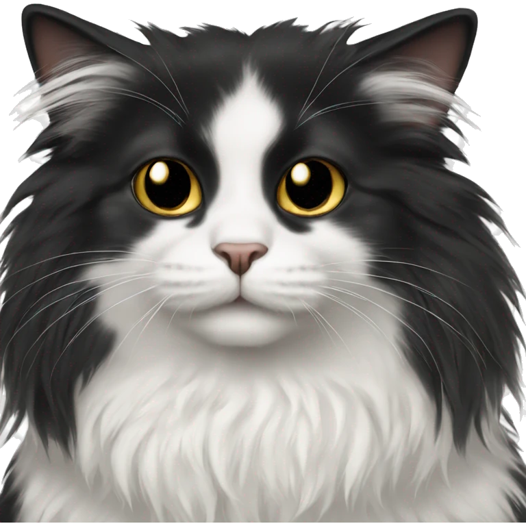 black-and-white cat domestic long-haired emoji
