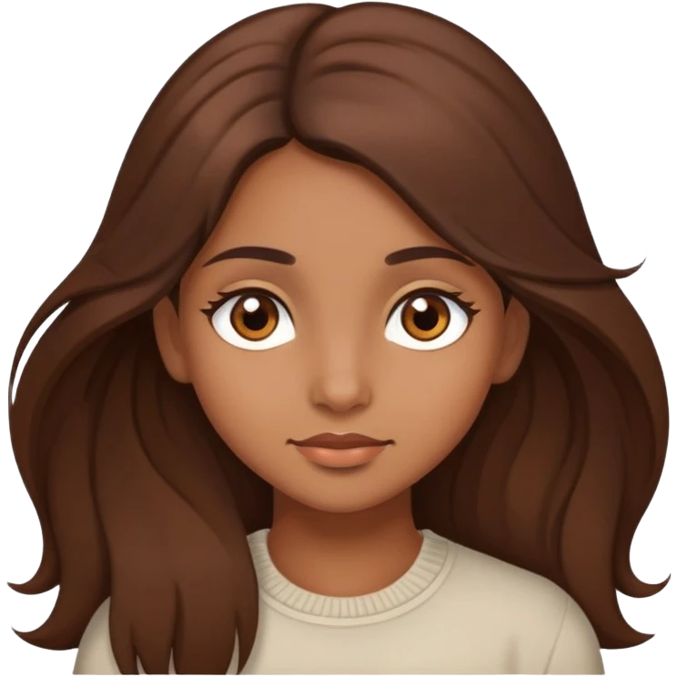  A brown girl with brown eyes and long brown hair emoji