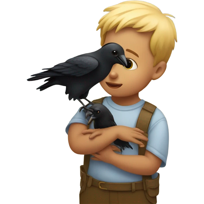 Toddler with crow emoji