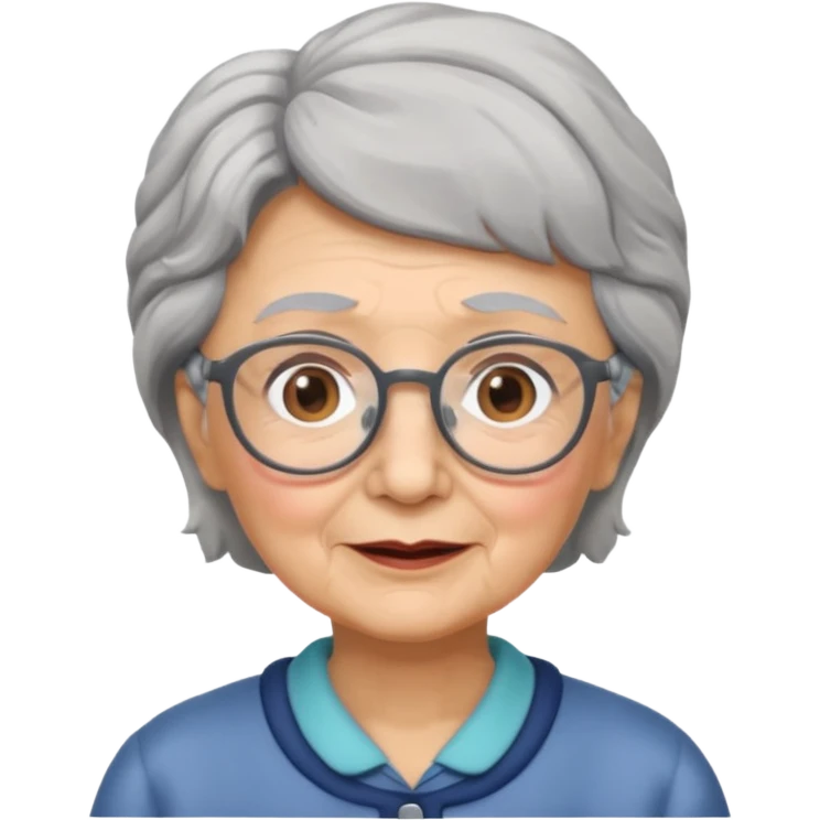 grandmother with glasses and gray hair, grizzle emoji
