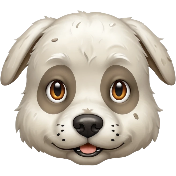 very muddy and dirty white dog face that doesnt look like pattern emoji