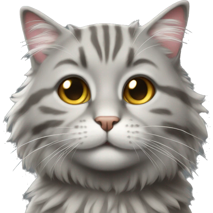 Fluffy grey tabby cat emoji
