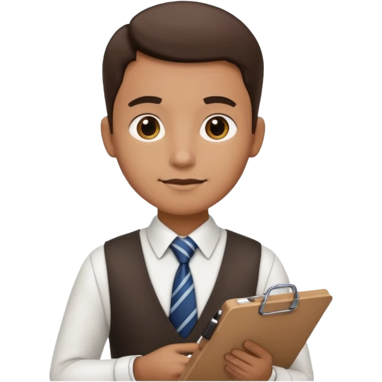 Manager + clipboard + tie, Cafe staff. emoji
