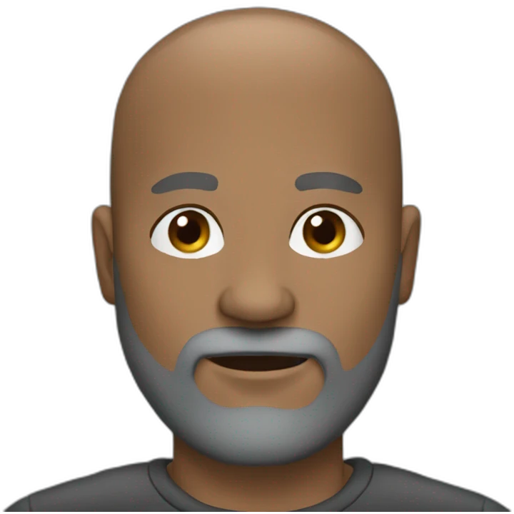 bald man black and grey beard 50 years old emoji