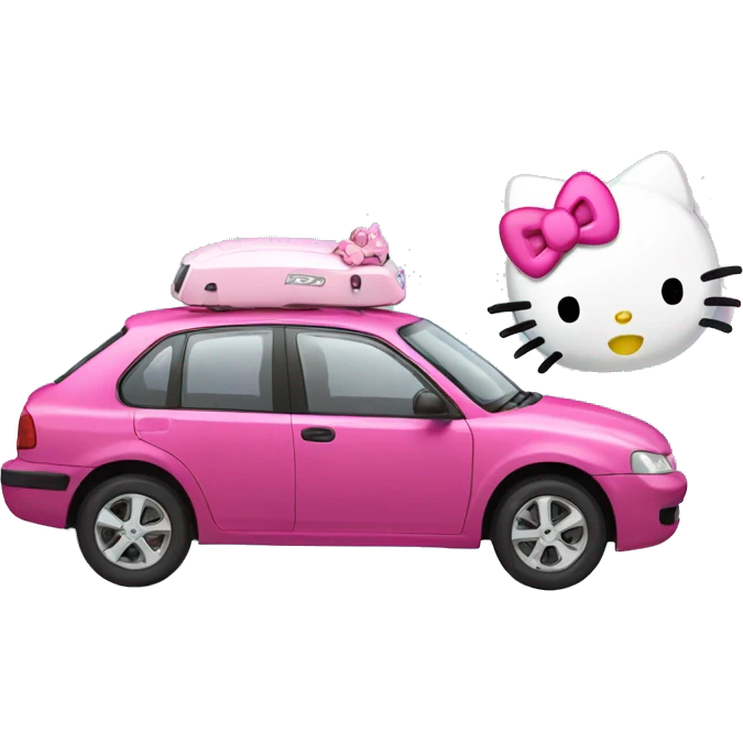 Car with hellokitty in it emoji
