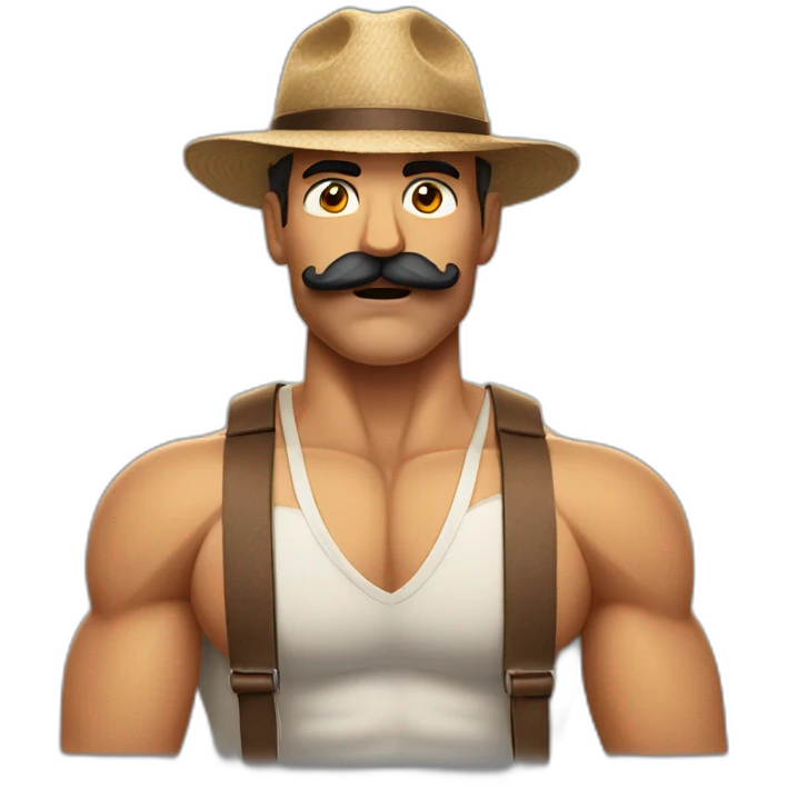 Muscles mustache expressive Cuban man emoji