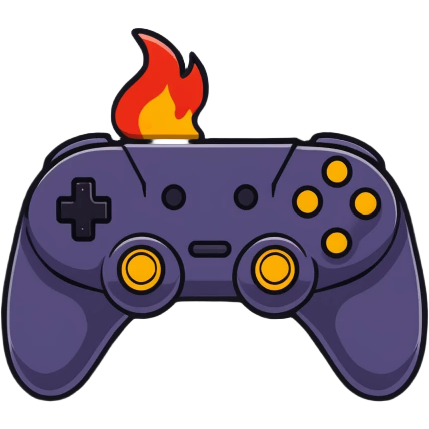 gaming controller with flames emoji