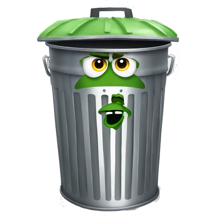 oscar the grouch inside metal trash can emoji