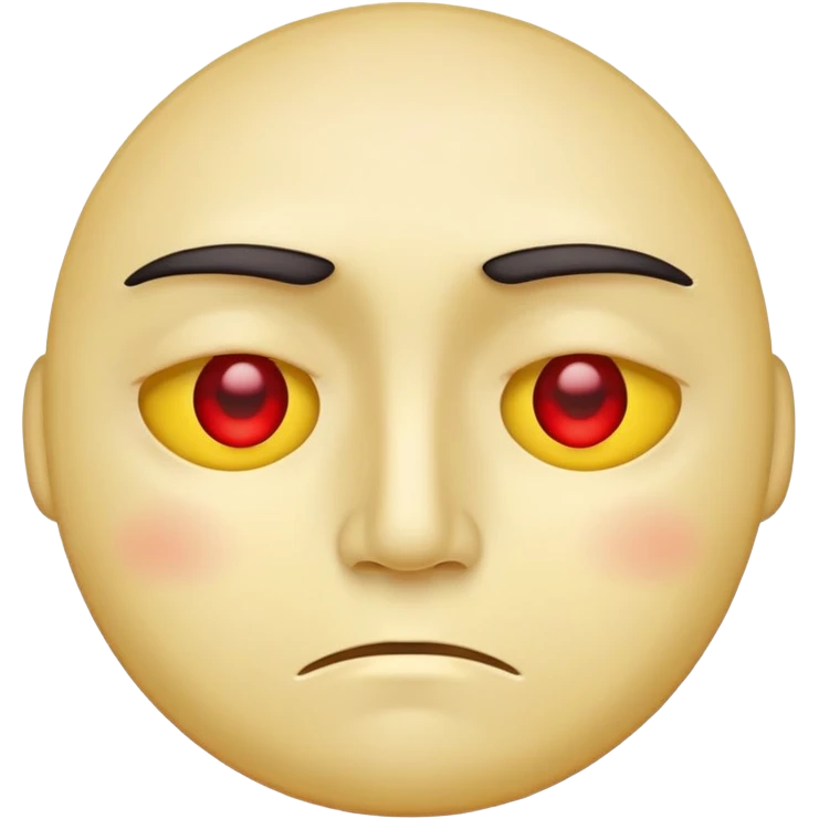 yellow face, half-closed red eyes, subtle frown, sleepy and tired emoji
