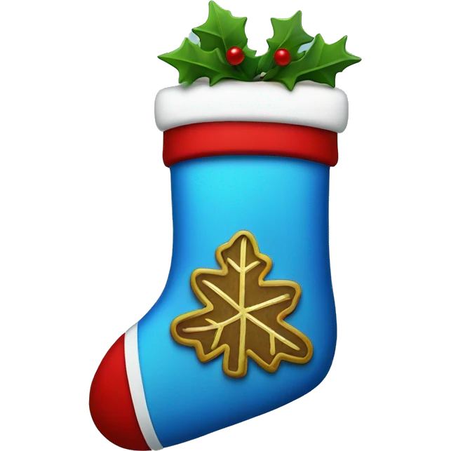 Blue Christmas stocking emoji