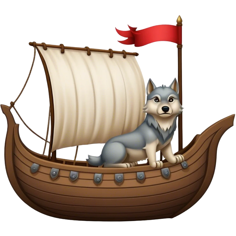 Viking ship with wolf banner emoji