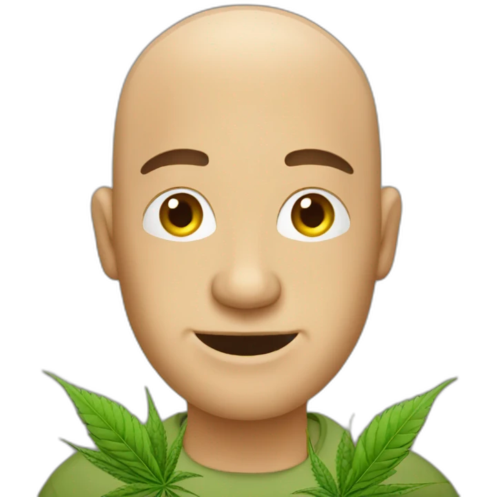 Bald man holding hemp emoji