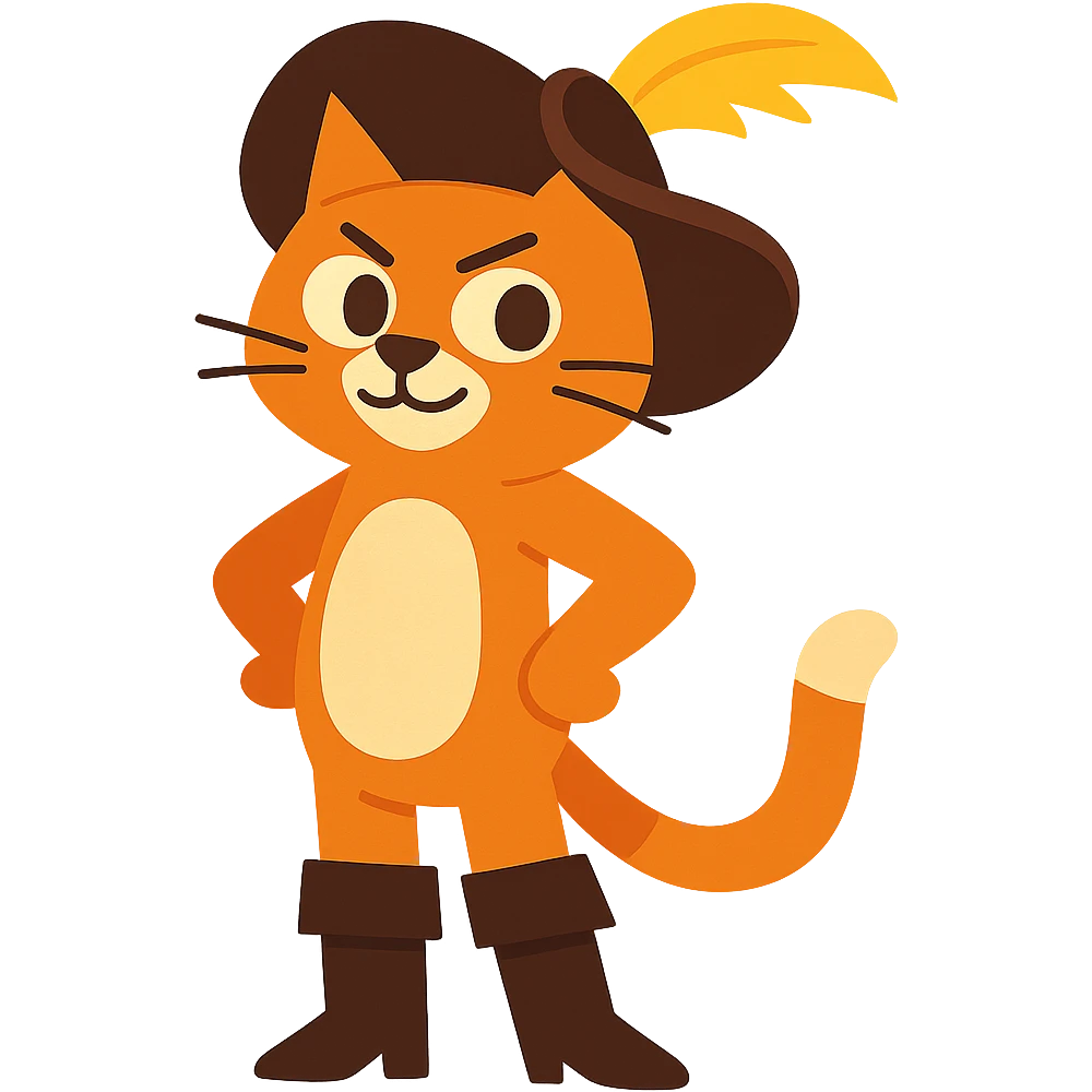Puss in Boots with a hat and boots emoji