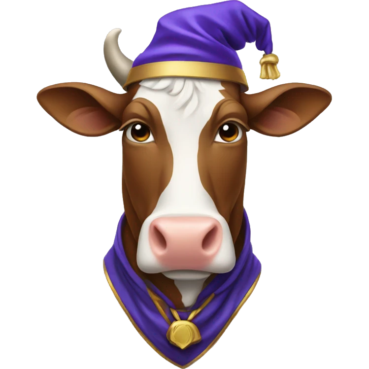 cow face wearing wizard clothes emoji