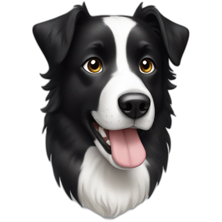 dog, short-hair, black-hair, white-chest, white-stripe-down-face, black-face, border-collie, mcnab emoji