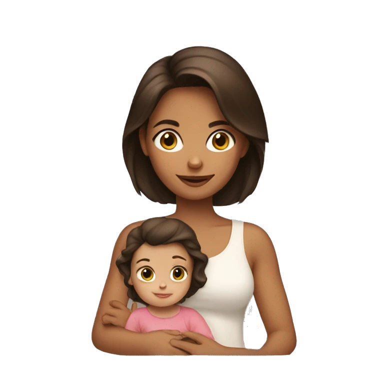 Brunette holding a girl toddler  emoji