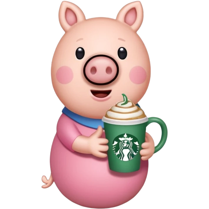 Peppa pig with starbucks emoji