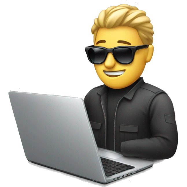 technician work laptop with sunglasses emoji