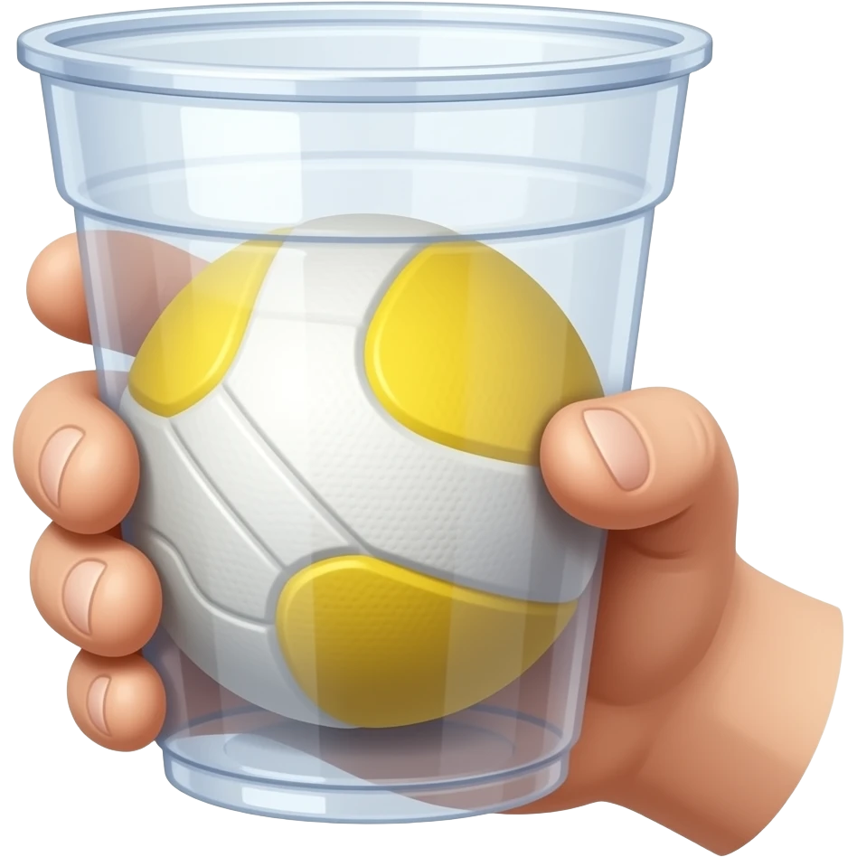 Realistic dodgeball ball with a plastic cup in hand emoji