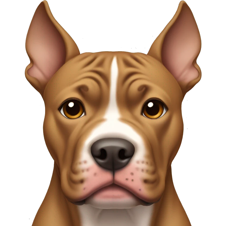 Light brown pitbull with ears cut and standing up emoji