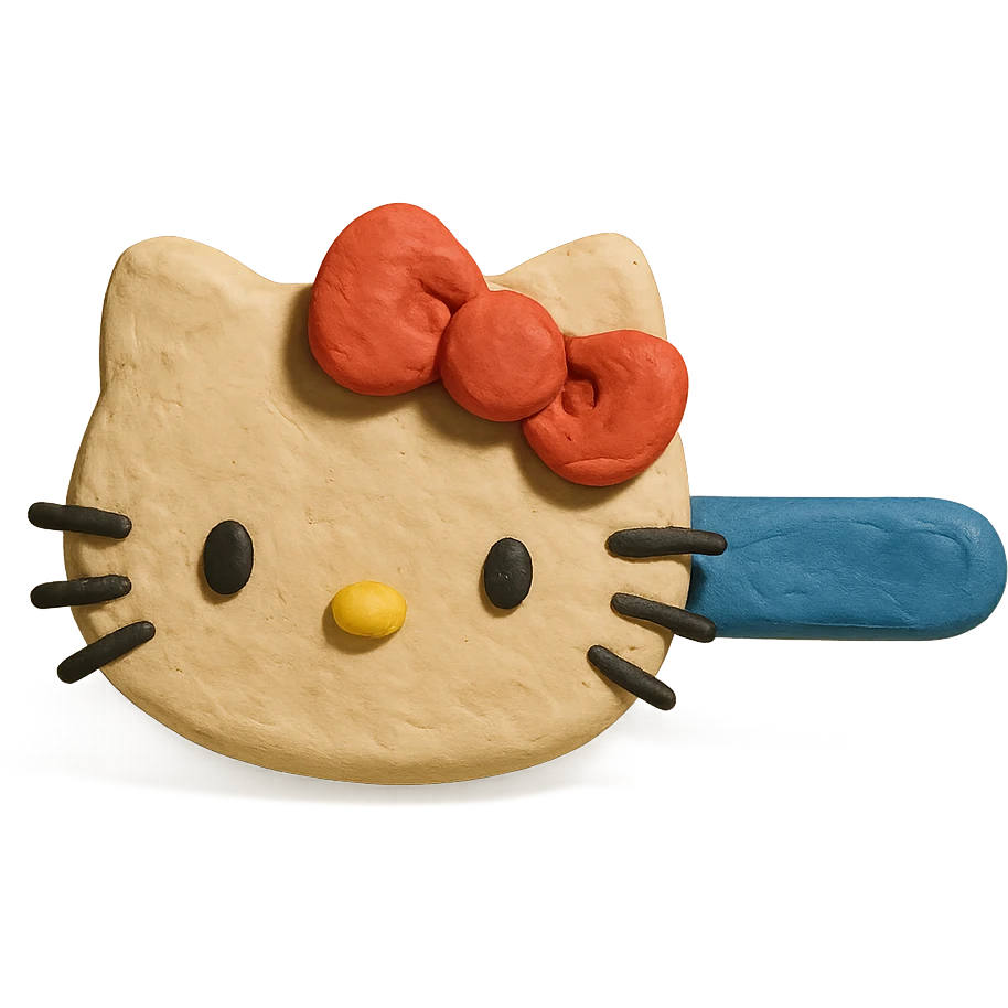 Hello Kitty hairpin, claymation style emoji