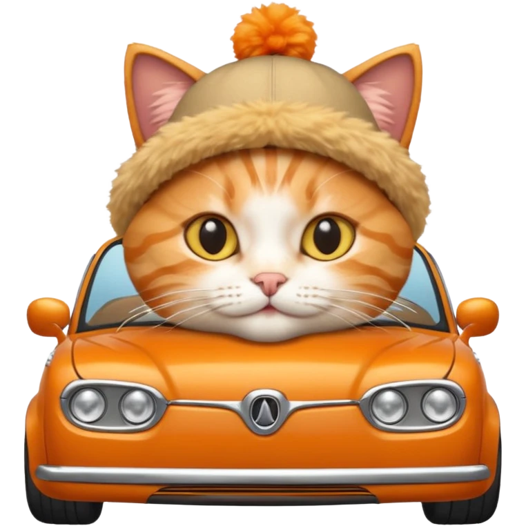 A cat with a car as a hat emoji