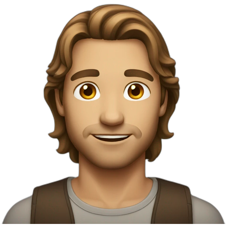 Man middle long brown hair emoji