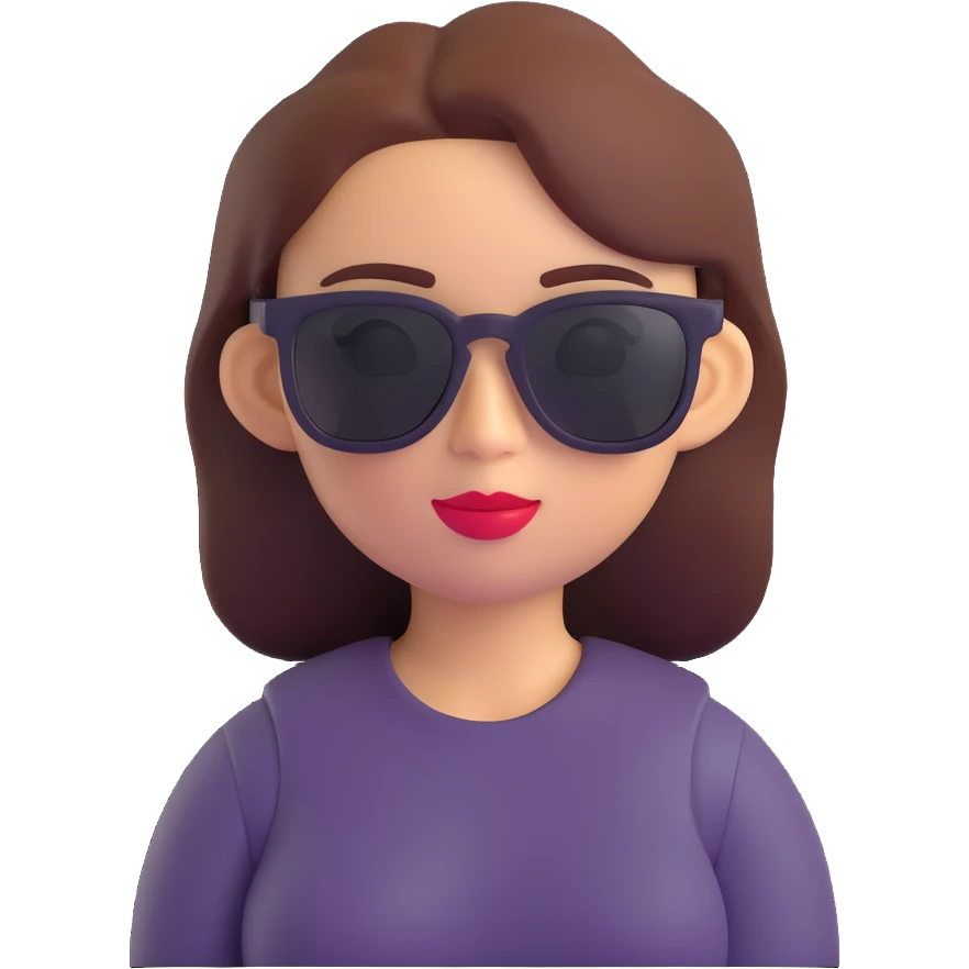 Remove the background, keep only the girl memoji with dark sunglasses, 3D cartoon style, transparent background. emoji
