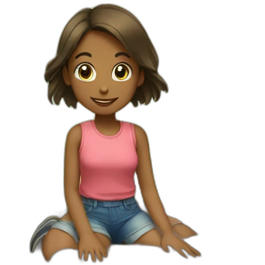 girl playing in the ground with beautiful nature emoji