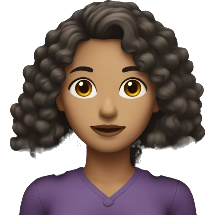 woman with long dark hair, curly, dark eyes emoji