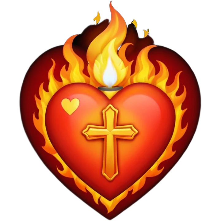 A heart with a cross and flame coming out of the top emoji