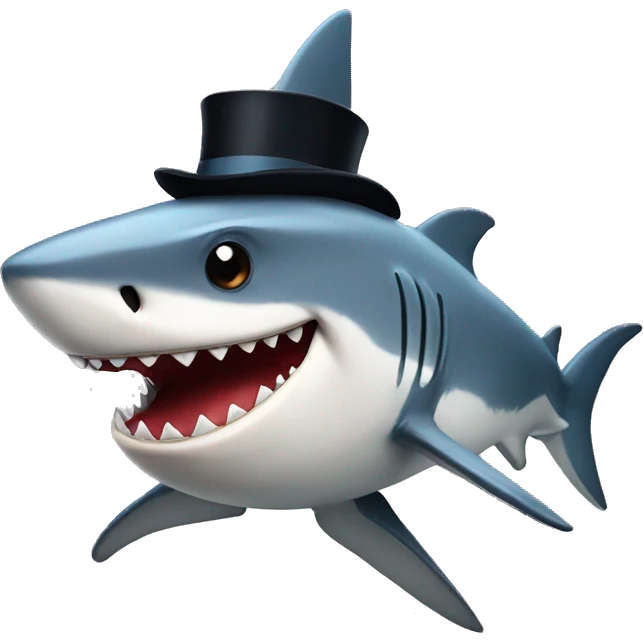 Shark with a top hat emoji