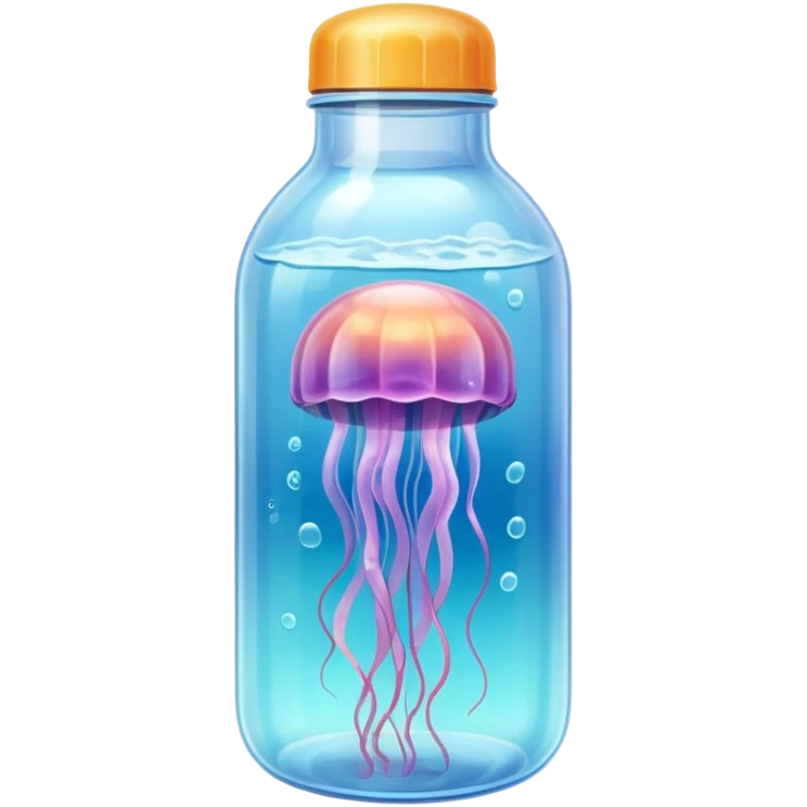 sea jellyfish stuck plastic bottle emoji