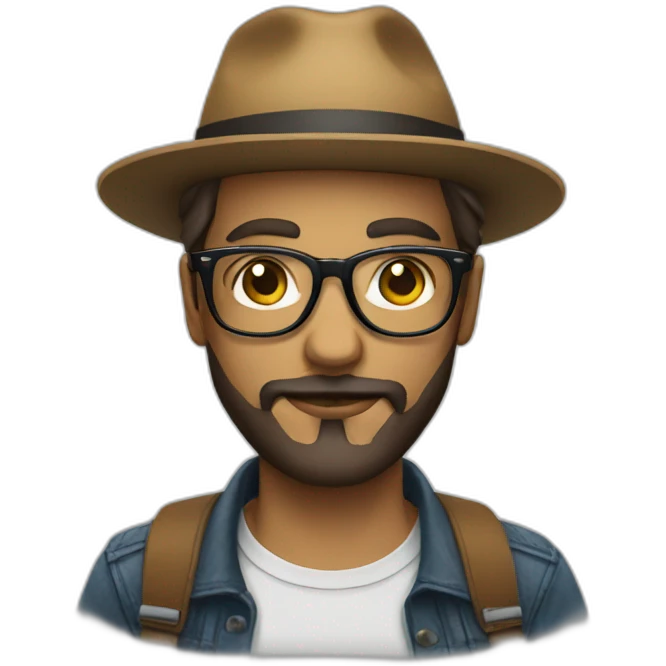 hipster glasses wearing hipster hat emoji