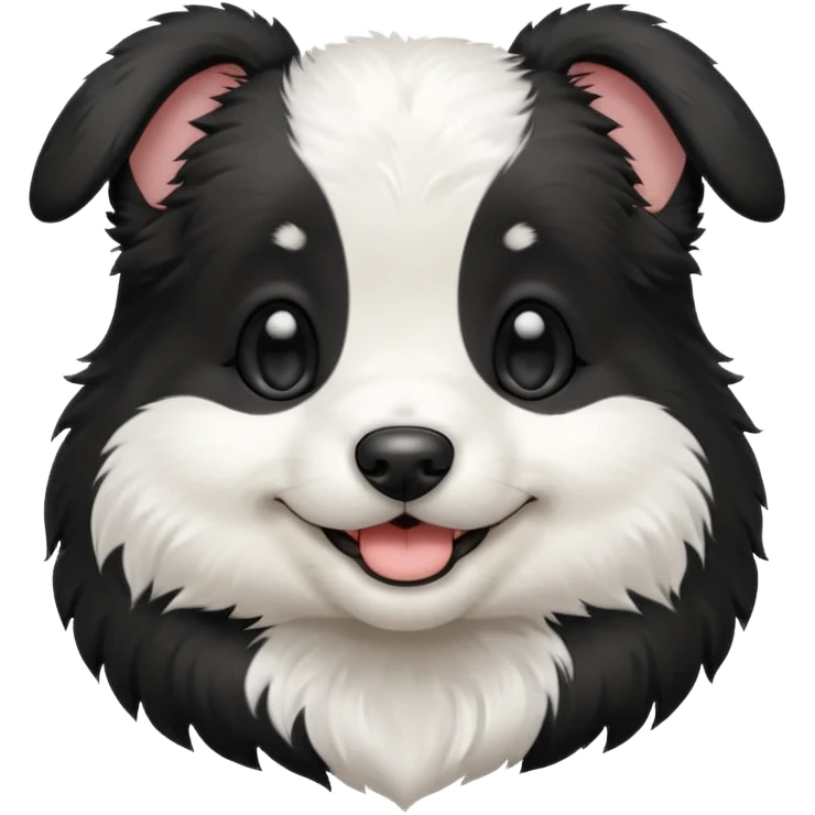 Black and white puppy, smiling, smooth coat emoji