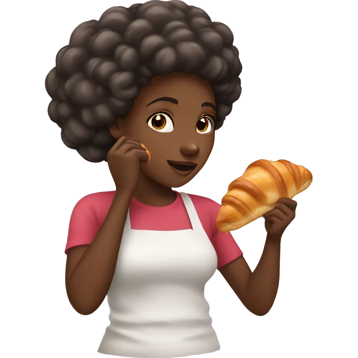 Black girl eating croissant  emoji
