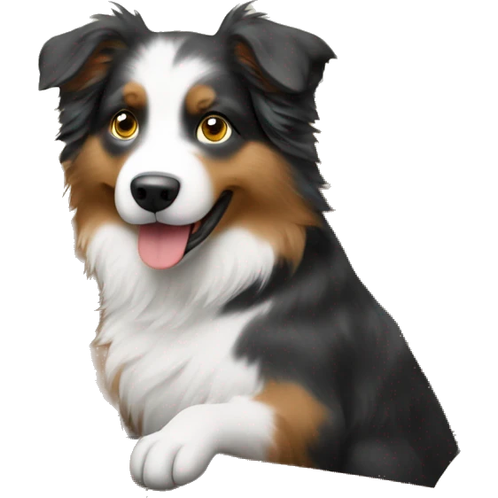 Australian shepherd driving a car emoji