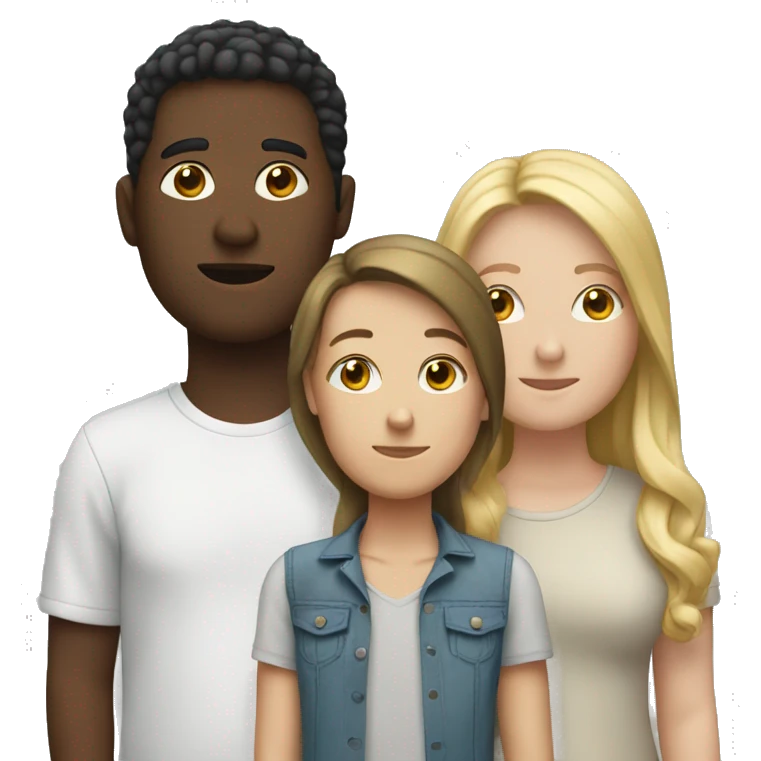 Three white people standing toghether emoji